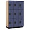 Salsbury Industries Wardrobe Locker, 45" W, 18" D, 76" H, (3) Wide, (9) Openings, Blue 23368BLU - alternate 1